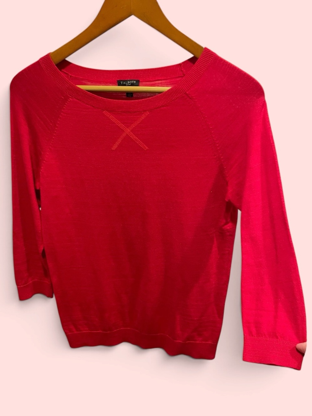 Cute lightweight tissue cherry red classic Talbots sweater cotton bright cheery